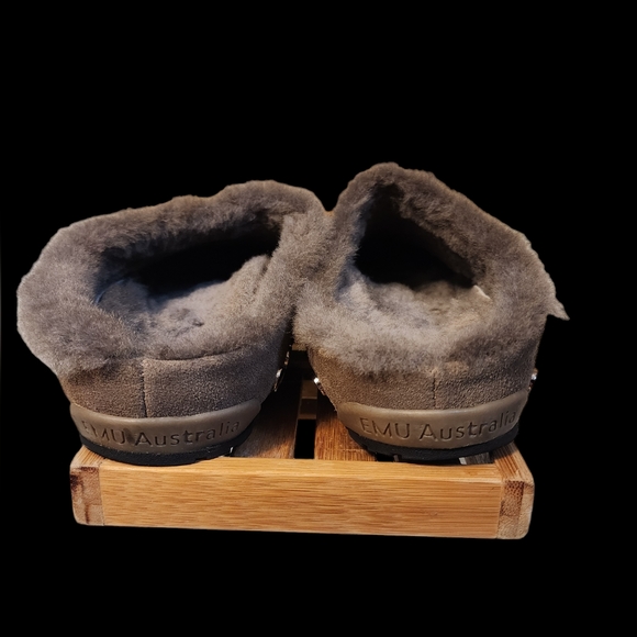 Rebecca Minkoff X Emu Australia Monch Mules Sheepskin Suede Cork Designer Grey 6 - Picture 2 of 7